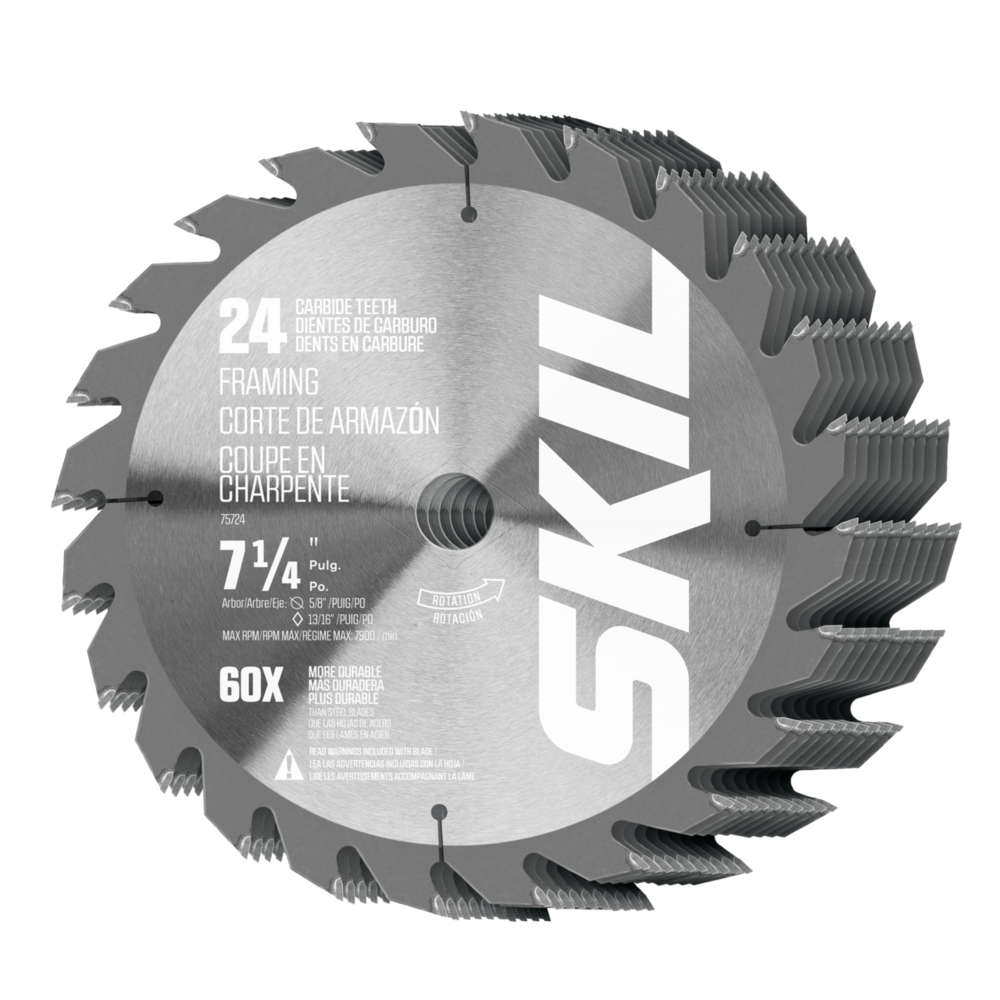 7-1/4 In. 24-Tooth Carbide Framing Circular Saw Blade, 10-Pack