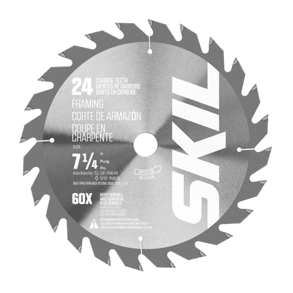 7-1/4 In. 24-Tooth Carbide Tipped Circular Saw Blade