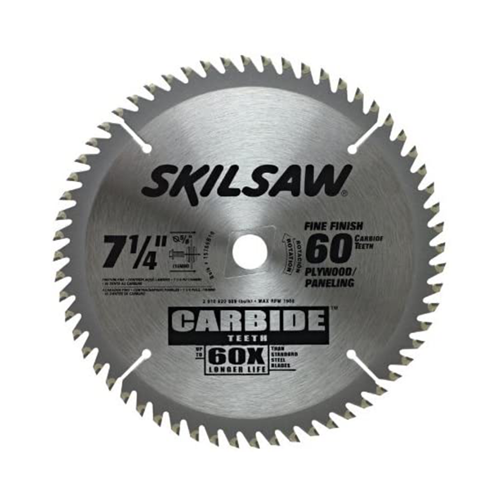 7-1/4 In. 60-Tooth Carbide Tipped Circular Saw Blade, 10-Pack