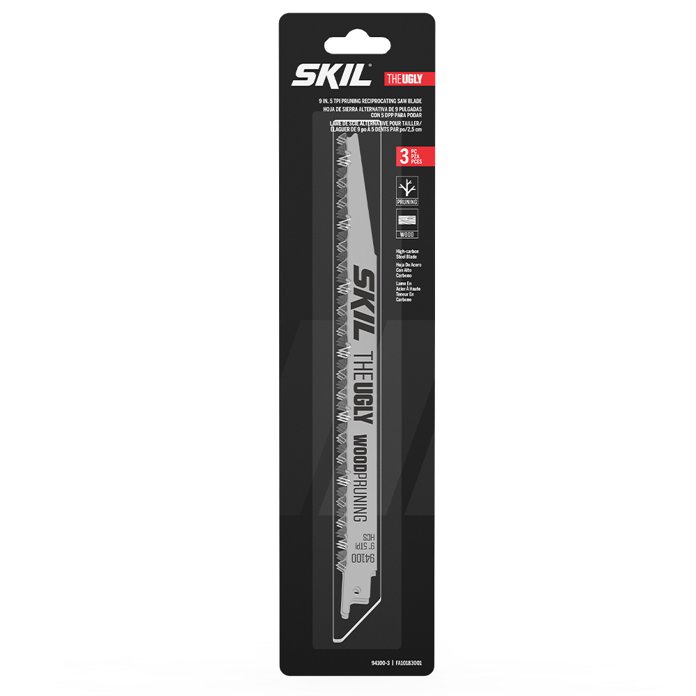 The UGLY 9 In. 5-TPI Wood Cutting Reciprocating Saw Blade, 3-Pack