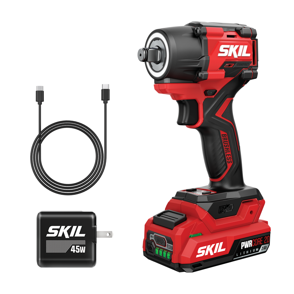 Brushless 12V/20V 1/2 In. Compact Impact Wrench, 20V Kit