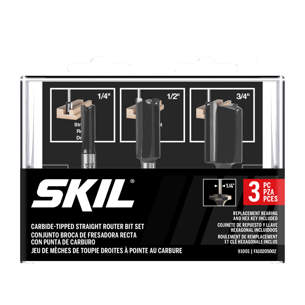 Carbide Straight Bit Set, 3-Piece