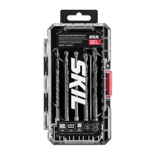 10-Piece Hex Shank Carbide Hammer Drill Bit Set