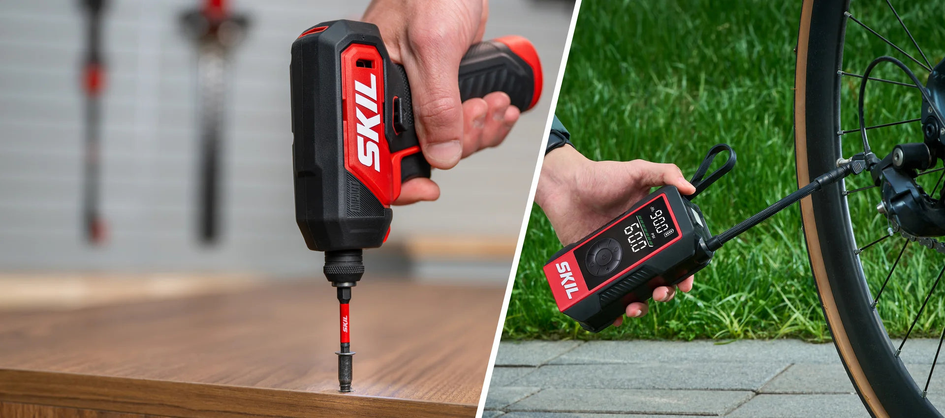 SKIL compact power driver and portable inflator